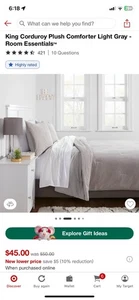 Room Essentials King Size Plush Corduroy Comforter - Picture 1 of 4