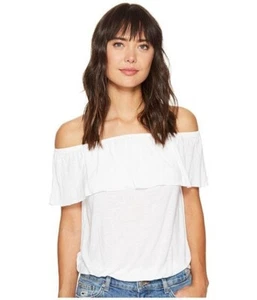 NWT Amuse Society Copeland Slub Knit Draped Off The Shoulder Top sz S White - Picture 1 of 4