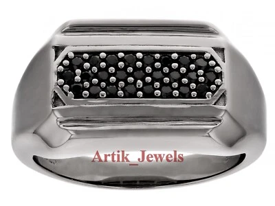 Moissanita negra con anillo de plata de ley 925 para hombre #817 Foto 1 de 4