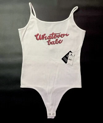 Body EXPRESS Damas Body Contorno Blanco 'Whatever babe' Talla Pequeña NUEVO Foto 1 de 4