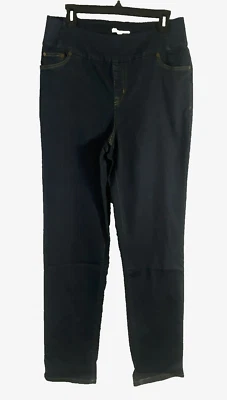 Pantalones de mezclilla Woman Within Pull-on Plus 14W de alto pierna recta azul oscuro 32x32 nuevos con etiquetas Foto 1 de 4