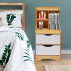 Wood Nightstand 2 Drawers Modern Bedroom Bedside End Table Home Storage Cabinet 