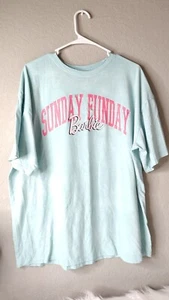 Barbie “Sunday Funday” Graphic T-shirt Short Sleeves Oversized Size Medium Blue - Picture 1 of 5