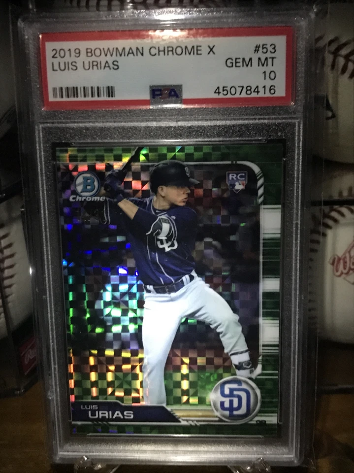 Bowman Chrome X 2019 Luis Urias Green X-Fractor RC #14/31 PSA 10 Gem Pop 23 🔥 Foto 1 de 3