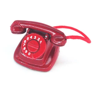 Puppenhaus Puppenstube Miniatur Telefon 1:12 Rot Metall Zubehör Büro - Bild 1 von 2