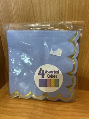 Amscan Beverage Napkins 4 Assorted Colors With Gold Foil Trim 3ply 16pcs - Image 1 of 3