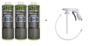 3 x 1 Liter Petec MULTI Unterbodenschutz WAX Wachs Transparent + UBS Pistole - Bild 1 von 1