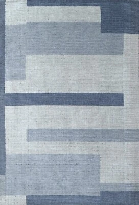 Handgewebter Teppich 160x230 blau-multi Glanzoptik Wolle Flach Wohnzimmer SH107 - Bild 1 von 4