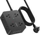 HANYCONY Power Strip Surge Protector, 5 Ft Exetnsion Cord with 5Ft, Black