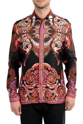 Camisa de Vestir Versace Colección "Tendencia" Gráfico 100% Seda US 17.5 IT 44 (XL/2XL) Foto 1 de 4