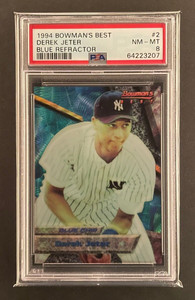 1994 BOWMANS BEST DEREK JETER BLUE REFRACTOR #B2 PSA 8 YANKEES HOF 1ST REFRACTOR
