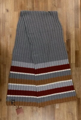LORO PIANA Deer Valley gris rojo y marrón punto cachemir puro bufanda auténtica nueva con etiquetas Foto 1 de 4