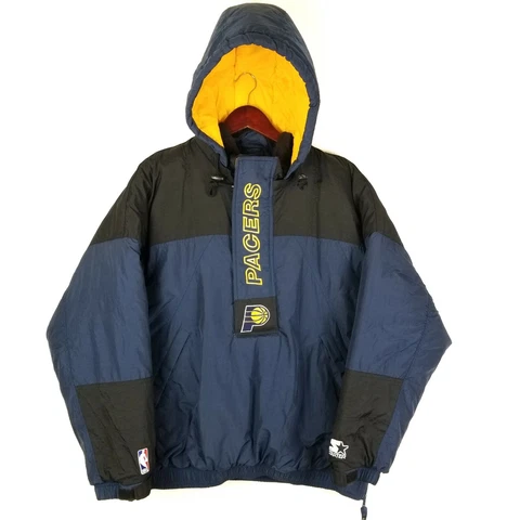 Vintage Starter Indiana Pacers Half Zip Puffer Jacket Pullover Coat NBA Mens XL Cover