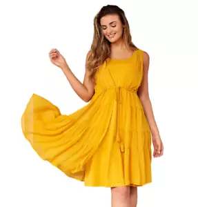 Rachel Hollis Ltd. Small Knit Dress with Sheer Cardigan Set Mustard Yellow S - Picture 1 of 7