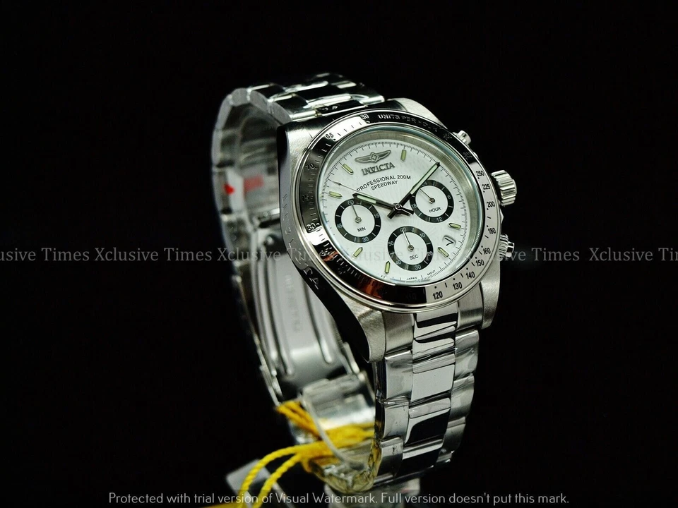 Invicta Men's Watch Speedway Chronograph White and Black Dial Bracelet 9211
