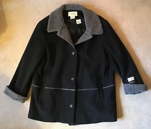 Women's St Johns Bay Black Wool Pea Coat Single Breasted Sz 2X NWT - Picture 1 of 5