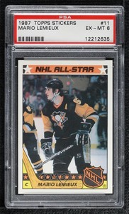 1987-88 Topps Stickers Mario Lemieux #11 PSA 6 HOF