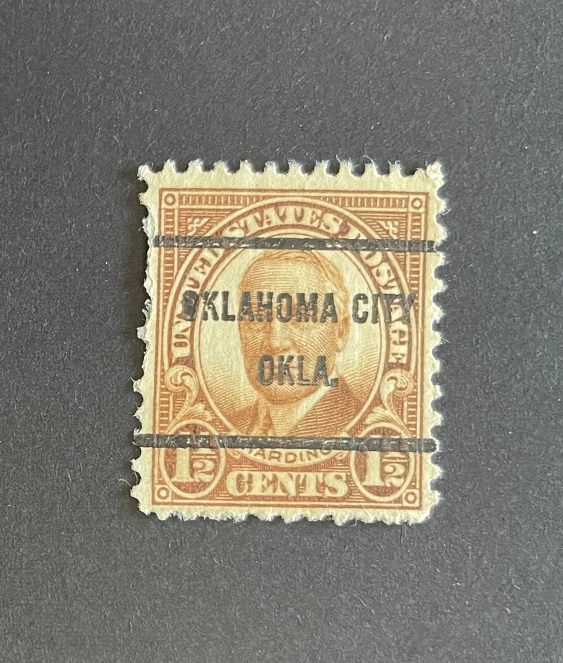 Oklahoma City, Oklahoma Type 61 Precancel - 1½ cents Harding - U.S. #684 - OK - Image 1 of 1