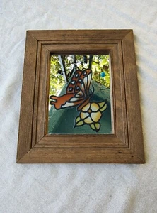 Vintage Stained Glass Style Mirror Butterfly Art - Picture 1 of 7