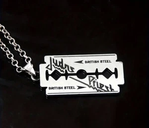 [NEW] Judas Priest Silver Color British Steel Necklace and Razor Blade Pendant - Picture 1 of 4