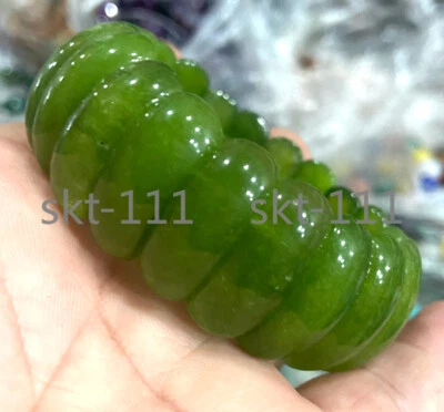 10 * 24mm Natural Nephrite Green quartzite jade Gemstone Healing Bracelet 7.5” - Image 1 of 4