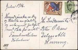 DENMARK, 1916. Post Card  70, Xmas Seal 13, Herning - Picture 1 of 1