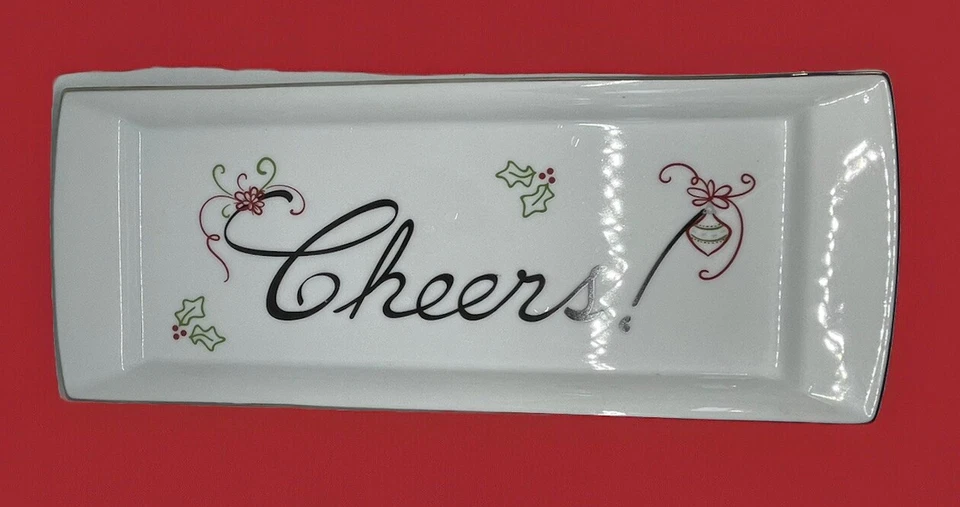 St. Nicholas Square Hand Painted Tis the Season Ceramic Serving Tray Dish Plate - Image 1 of 4