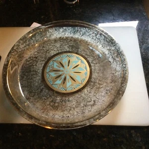 GEORGES BRIARD PYREX OVAL BAKING Dish Pie Plate 11-1/2”GOLD TURQUOISE - Picture 1 of 3