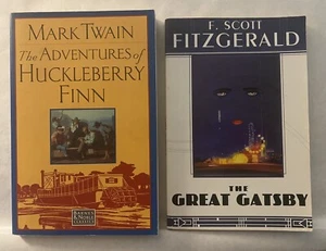 Classic Book Lot (2) Adventures of Huckleberry Finn- Twain & The Great Gatsby PB - Picture 1 of 9