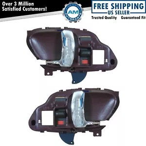Inside Inner Interior Door Handle Pair Set Red & Chrome for Chevy Pickup Truck - Picture 1 of 3