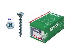 ABC Spax® Halbrundkopf-Schrauben Blank verzinkt 3 x 30 mm- PZ 1  (Menge wählbar) - Bild 1 von 1
