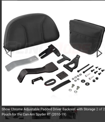2010-2019 Can-Am Spyder Rt Adjustable Driver Backrest With Storage  - Image 1 of 4