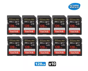 128GB Sandisk Extreme Pro SD Card for Camera / Trail Camera / Computer (10 Pack) - Picture 1 of 6