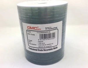 CMC Pro Taiyo Yuden 52X CDR 80min 700MB White Inkjet Hub Printable CD-R 100 Pack