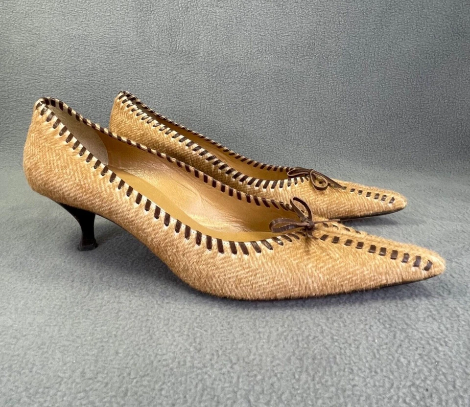 Zapatos de salón Ballin para mujer 6,5 cuero curativo para gatito lazo cosido lujo Italia 36,5 Foto 1 de 4