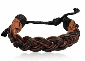 Pulsera de cuero trenzado hecho a mano ajustable OFERTA Ref. P56 AM.R - Imagen 1 de 1