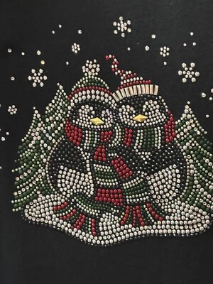 Christine Alexander 100% cotton scoop shirt short sleeve winter penguins size xl - Image 1 of 3