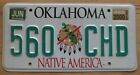 Oklahoma 2000 NATIVE AMERICA License Plate SUPERB QUALITY # 560 CHD