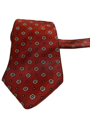 rafael red gold print 56 inch 100% silk necktie￼ - Image 1 of 4