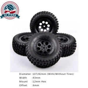 US 4Pcs 12mm Hex 1:10 Short Course Truck Tires&Wheel For HSP Car - Picture 1 of 10
