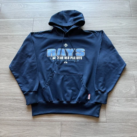 Majestic Tampa Bay Rays Hoodie Mens Large Blue Baseball MLB Therma Base Adult Cover