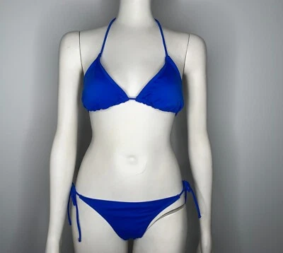 OP Mujer Bikini 2 Piezas Traje de Baño Azul Real Sólido Traje de Baño Top L e Inferior M Foto 1 de 2