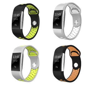 Correa de banda de silicona de goma suave para deportes fitness con adaptadores para Fitbit Charge 2 - Imagen 1 de 8