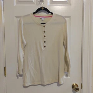 NEW Isaac Mizrahi Women's Beige Long Sleeve Button Knit Top Shirt Size XL - Picture 1 of 10
