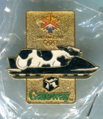 2002 Salt Lake City Olympics Pin Gateway Computer, Cow on Bobsled - Image 1 of 4