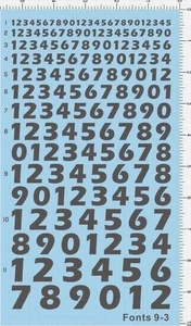 Black Different Scale WWII Military FONTS 9-3 Number Model Kit Water Slide Decal - Picture 1 of 1