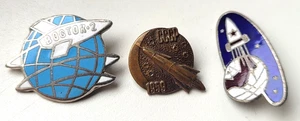 Space Vostok Set of 3 RARE Brass USSR Soviet russian badges pins 1959-1961 - Picture 1 of 7