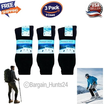 9 pares de calcetines térmicos de lana de conejo de alta resistencia de invierno para hombre talla 10-15 (paquete de 3) Foto 1 de 4