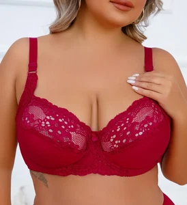 Reggiseno/bralette morbido 38D rosso granato ferretto "tutti i giorni" con bordo in pizzo cinturino largo - Foto 1 di 3