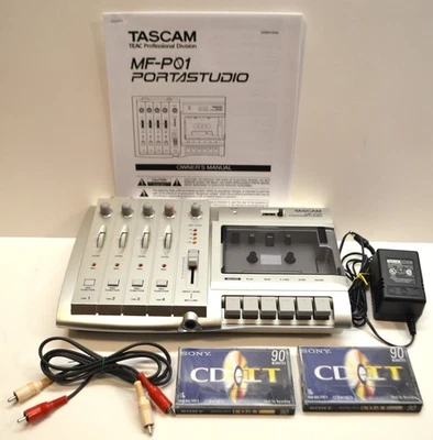 Tascam MF-P01 Analog 4 Track Recorder, Manual, PS-P2 Power Supply & New Tapes - Image 1 of 4